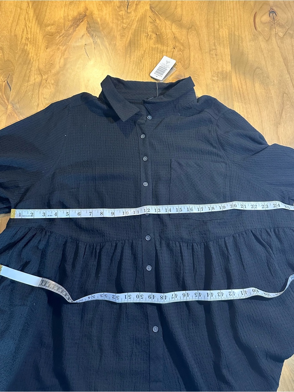 Torrid 3X Black Crinkle Gauze Peplum Button Front Blouse NWT Plus Size - Picture 5 of 9